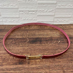 Chanel Leather Gold Buckle Logo Narrow Belt Bordeaux — view 5