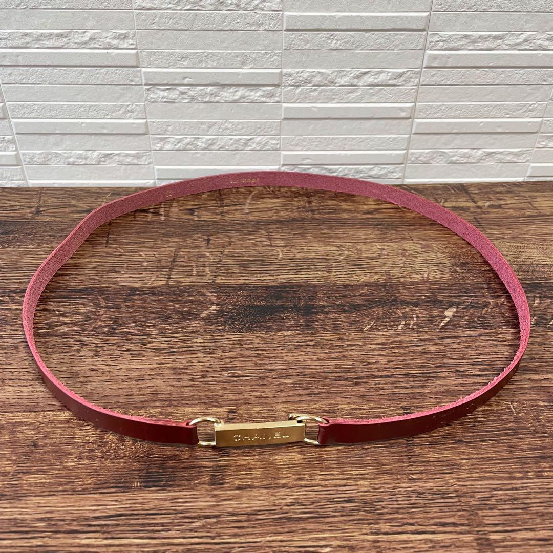 Chanel Leather Gold Buckle Logo Narrow Belt Bordeaux — view 5