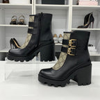 Gucci GG Supreme Leather Belt Logo Short Boots Black Brown — view 2