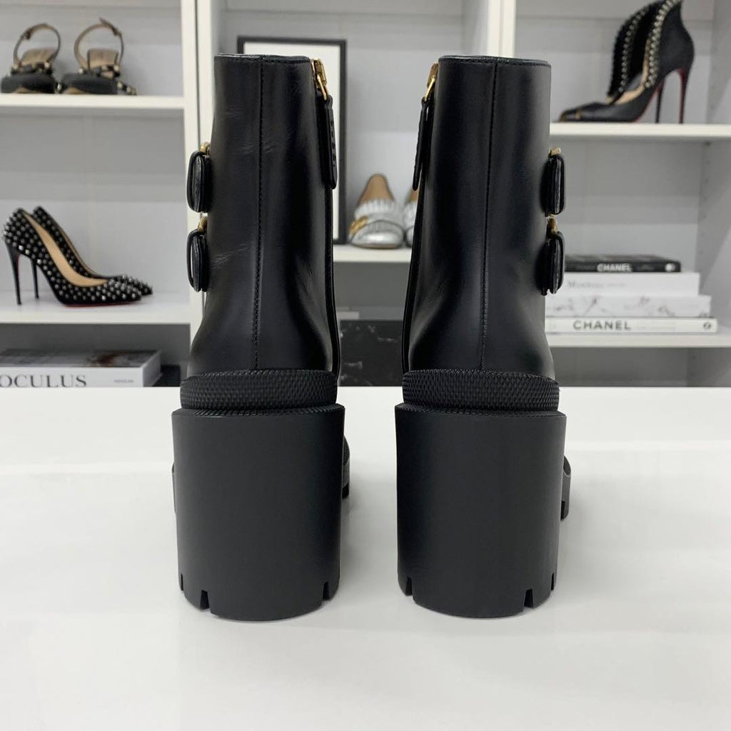 Gucci GG Supreme Leather Belt Logo Short Boots Black Brown — view 6