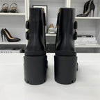 Gucci GG Supreme Leather Belt Logo Short Boots Black Brown — view 6
