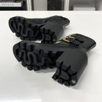 Gucci GG Supreme Leather Belt Logo Short Boots Black Brown — view 7