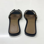 Hermes Oran Leather Sandals Black — view 5