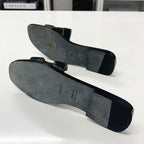 Hermes Oran Leather Sandals Black — view 6
