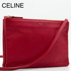 Celine Trio Large Shoulder Bag Red Leather Clutch