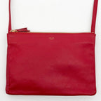 Celine Trio Large Shoulder Bag Red Leather Clutch — view 2
