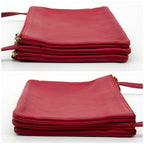 Celine Trio Large Shoulder Bag Red Leather Clutch — view 5