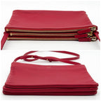 Celine Trio Large Shoulder Bag Red Leather Clutch — view 6