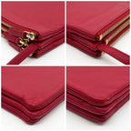 Celine Trio Large Shoulder Bag Red Leather Clutch — view 7