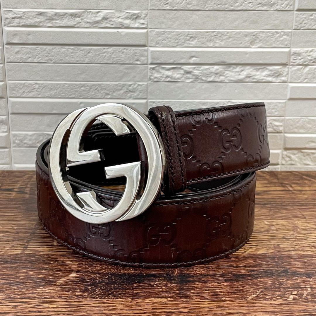 Gucci GG Guccissima Interlocking G Bangle Leather Bracelet