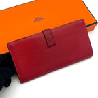 Hermes Bearn Souffle Red Fold Wallet Bifold Leather — view 2