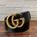 Gucci GG Marmont Belt Gold Buckle Leather Black