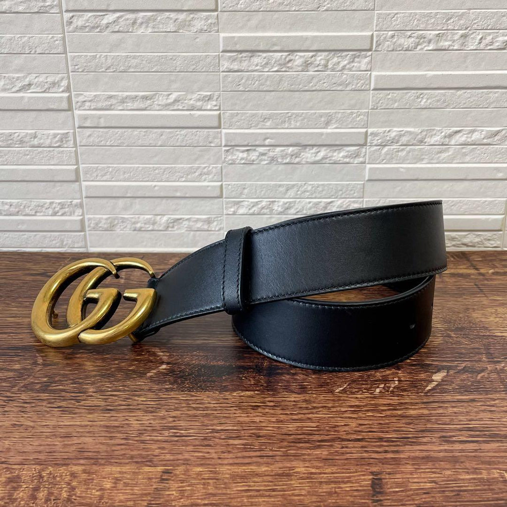 Gucci GG Marmont Belt Gold Buckle Leather Black — view 2