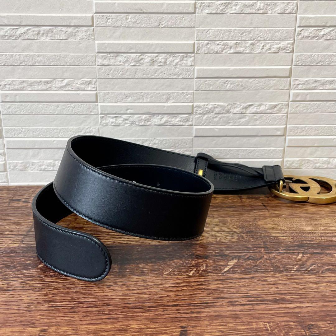 Gucci GG Marmont Belt Gold Buckle Leather Black — view 3