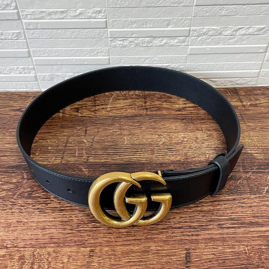 Gucci GG Marmont Belt Gold Buckle Leather Black — view 4