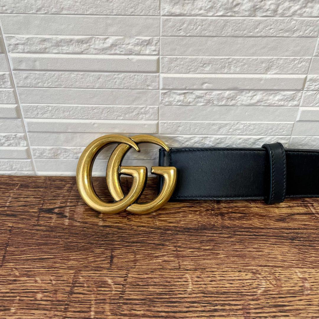 Gucci GG Marmont Belt Gold Buckle Leather Black — view 6