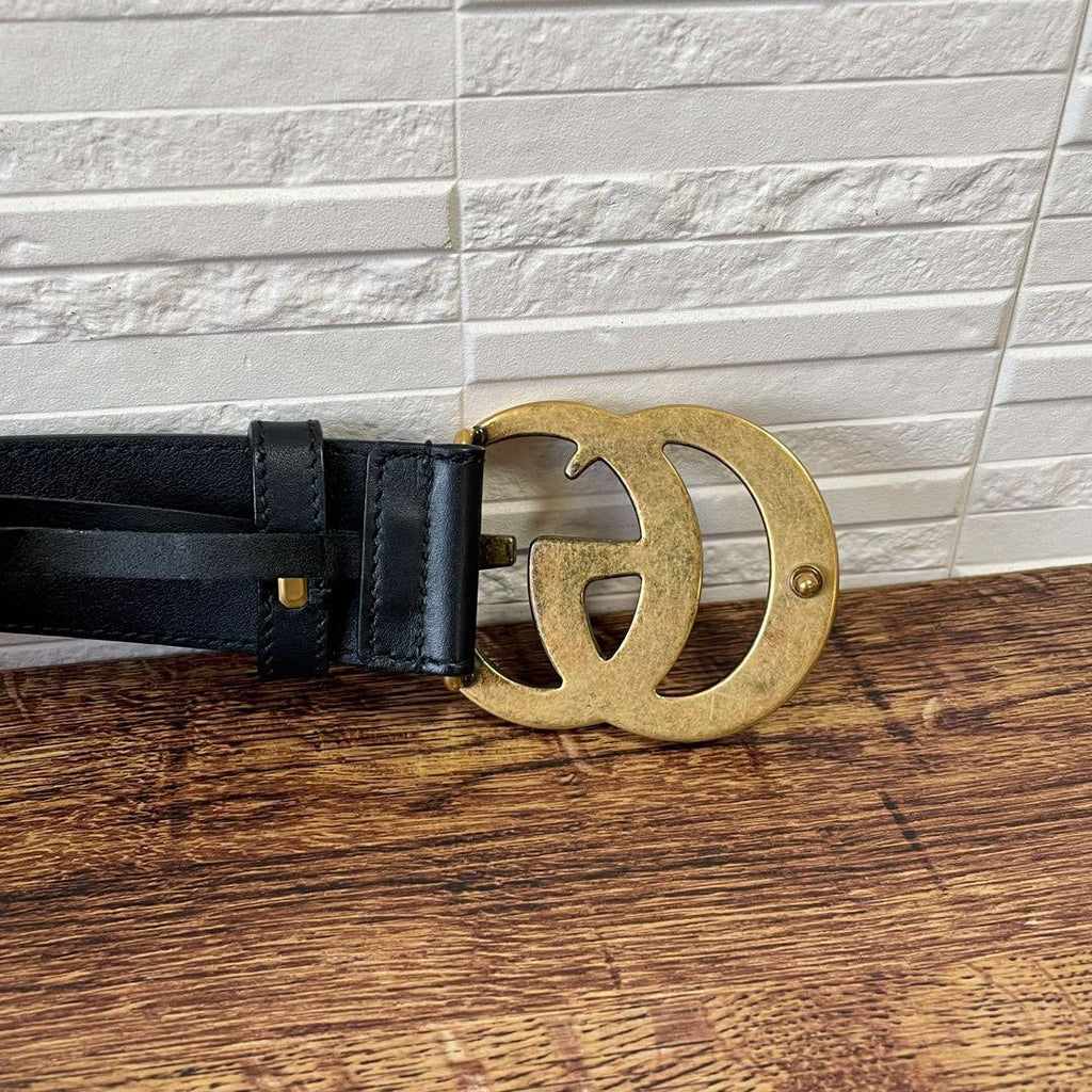 Gucci GG Marmont Belt Gold Buckle Leather Black — view 7