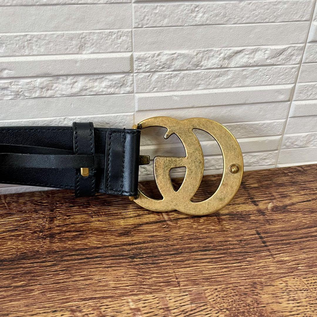 Gucci GG Marmont Belt Gold Buckle Leather Black — view 7