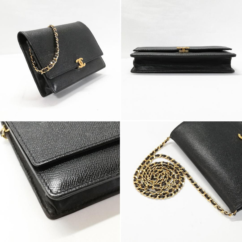 Chanel Class Caviar Leather Chain Wallet Black Shoulder Bag — view 3