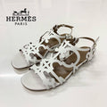 Hermes Leather Guadalquivir Strap Flat Sandals White