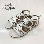 Hermes Leather Guadalquivir Strap Flat Sandals White