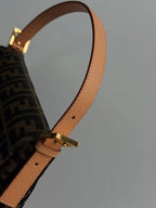 Fendi Baguette Zucca Pattern Flower Crystal Decorative Clasp Shoulder Bag — view 6