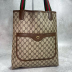 Gucci GG Sherry Line Tote Brown Logo Leather — view 2