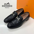 Hermes Paris Leather Loafers Black