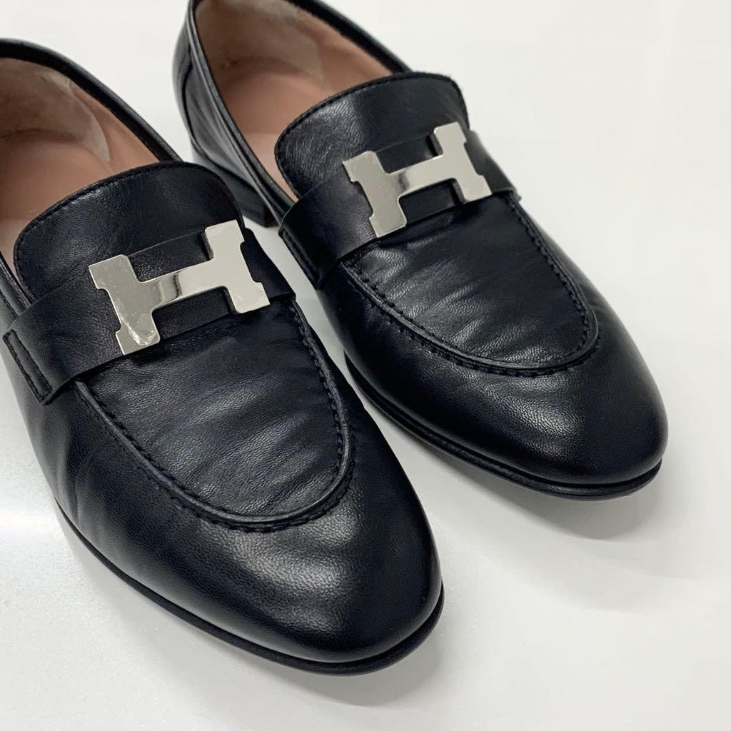 Hermes Paris Leather Loafers Black — view 9