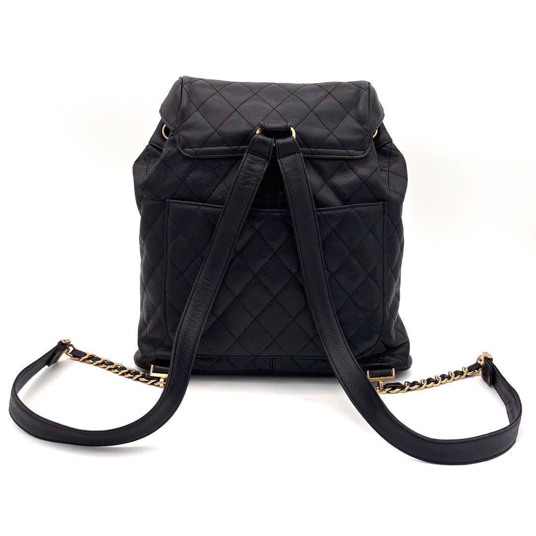 Chanel Quilted Caviar Leather Chain Backpack Black — view 2