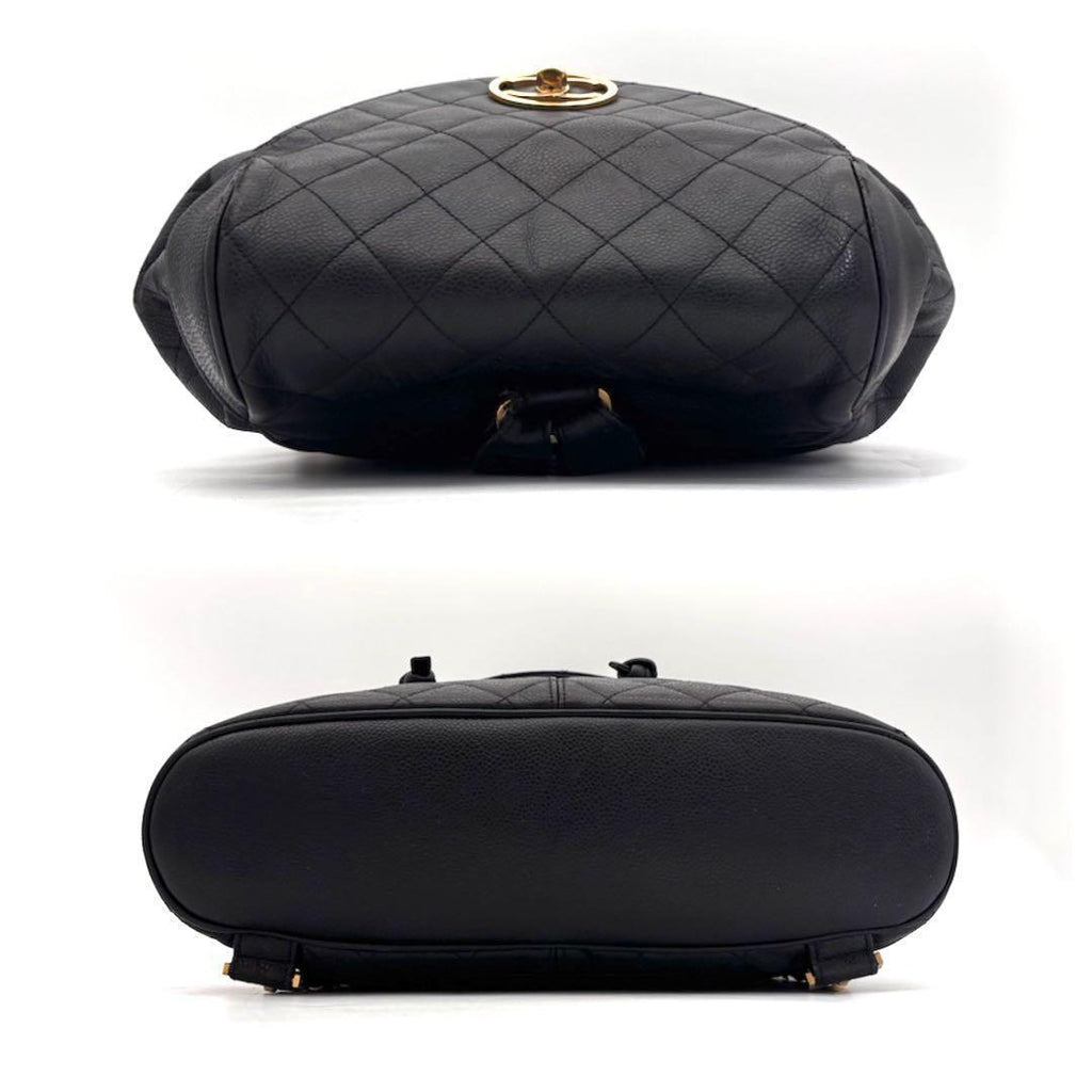 Chanel Quilted Caviar Leather Chain Backpack Black — view 5