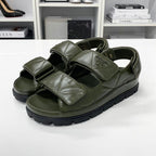 Prada Logo Padded Nappa Leather Velcro Sandals Khaki — view 3