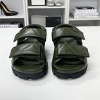 Prada Logo Padded Nappa Leather Velcro Sandals Khaki — view 4
