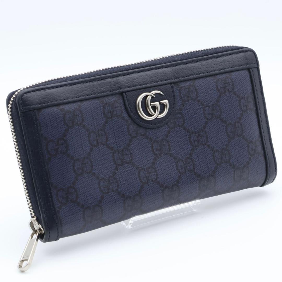 Gucci Ophidia Zip Around Wallet Navy
