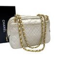 Chanel Quilted Lambskin Chain Shoulder Bag White Coco