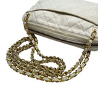 Chanel Quilted Lambskin Chain Shoulder Bag White Coco — view 6