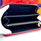 Louis Vuitton Monogram Embossed Zippy Wallet Pink Blue — view 3