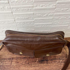 Celine Leather Carriage Logo Gold Shoulder Bag Brown — view 7