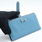 Hermes Bearn Souffle Wallet Blue Jean Veau Epsom — view 2