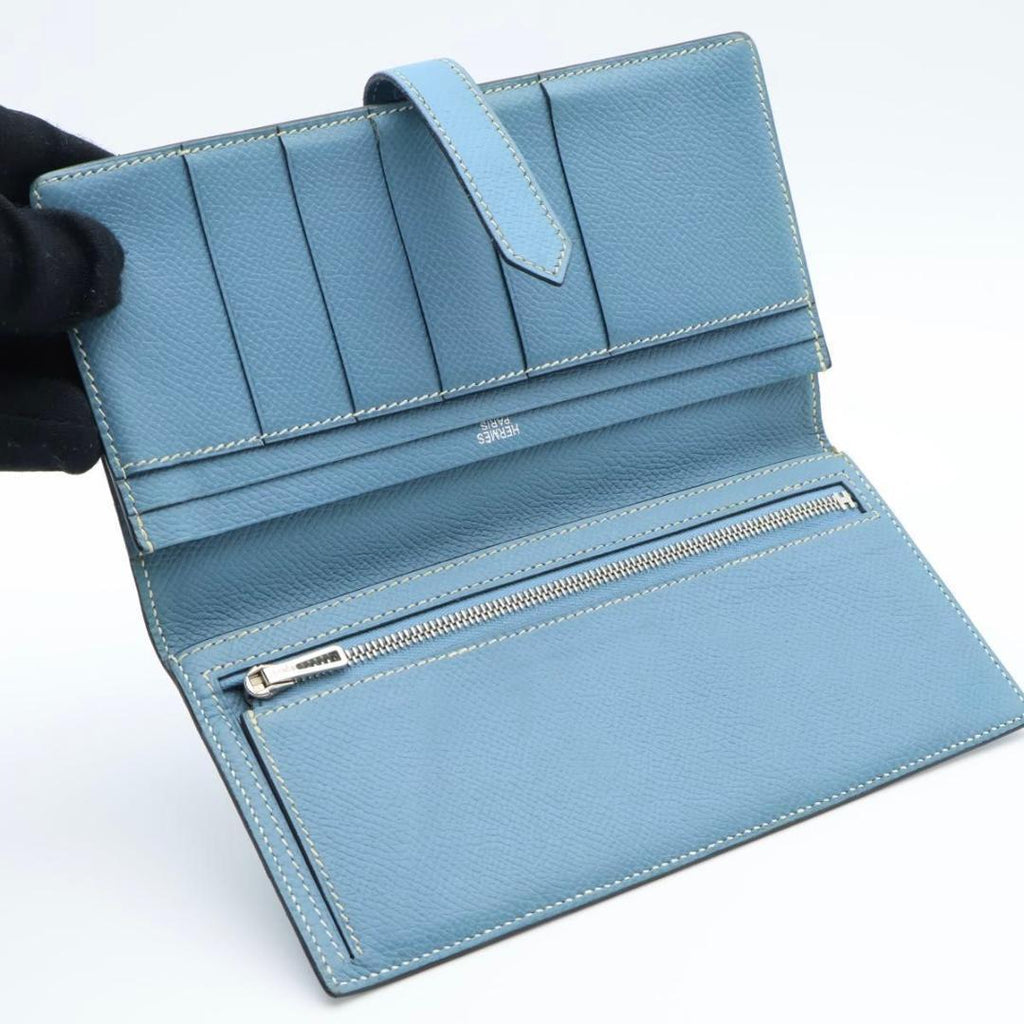 Hermes Bearn Souffle Wallet Blue Jean Veau Epsom — view 3