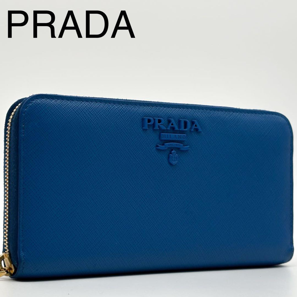 Prada Slightly Saffiano Zip Around Wallet Round