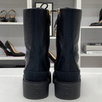 Chanel Calfskin Coco Mark Lace Up Short Boots Black — view 6