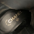 Chanel Calfskin Coco Mark Lace Up Short Boots Black — view 8