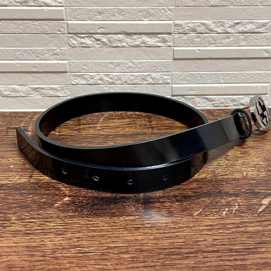 Gucci Leather GG Interlocking G Silver Belt Black — view 2