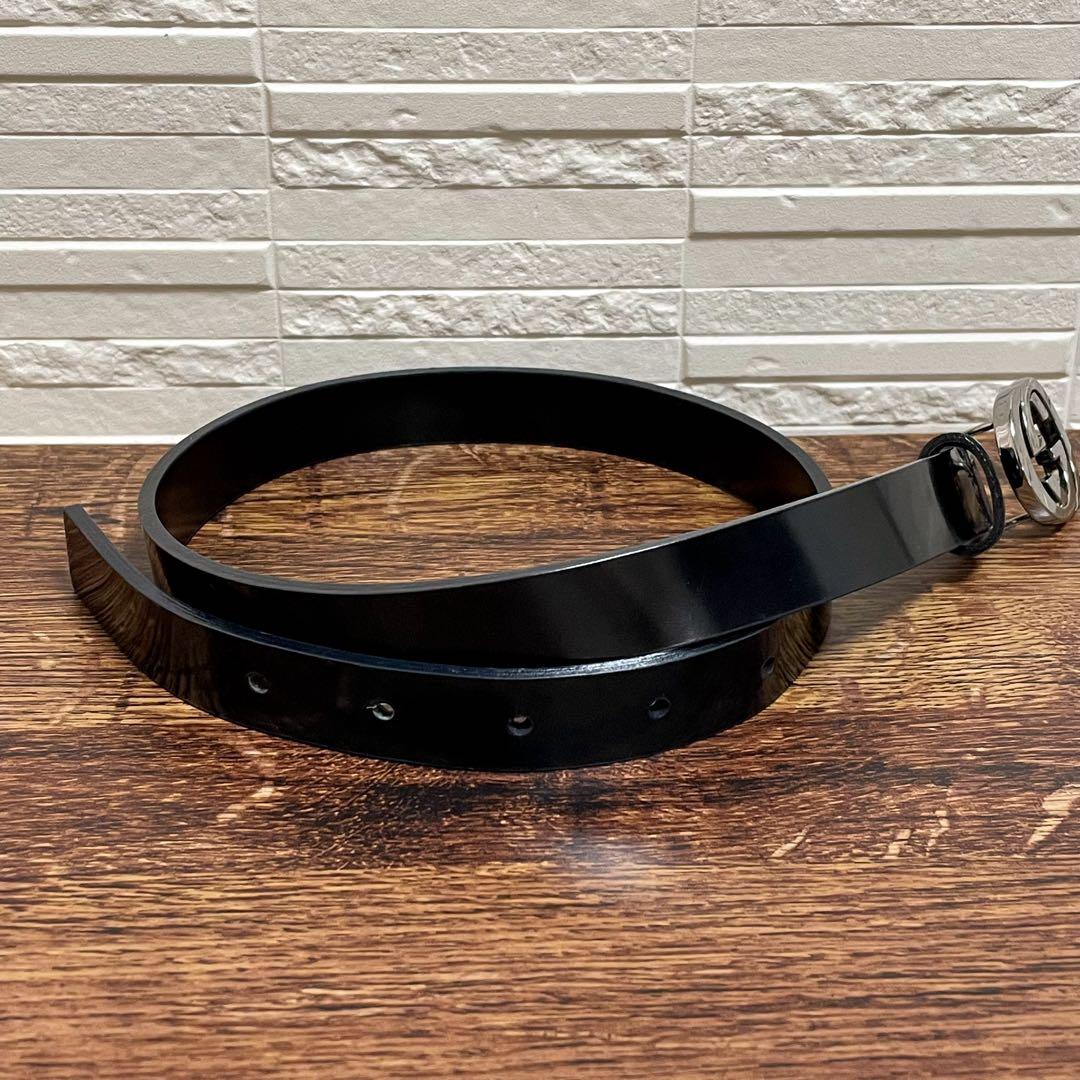 Gucci Leather GG Interlocking G Silver Belt Black — view 2