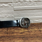 Gucci Leather GG Interlocking G Silver Belt Black — view 6