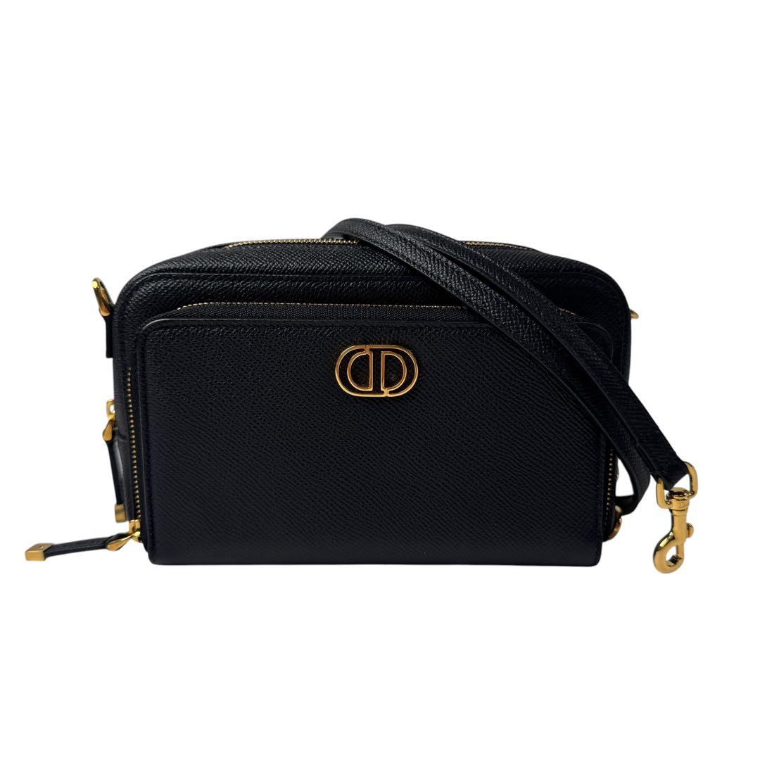 Dior Caro Double Pouch Black Shoulder Bag Leather CD — view 2
