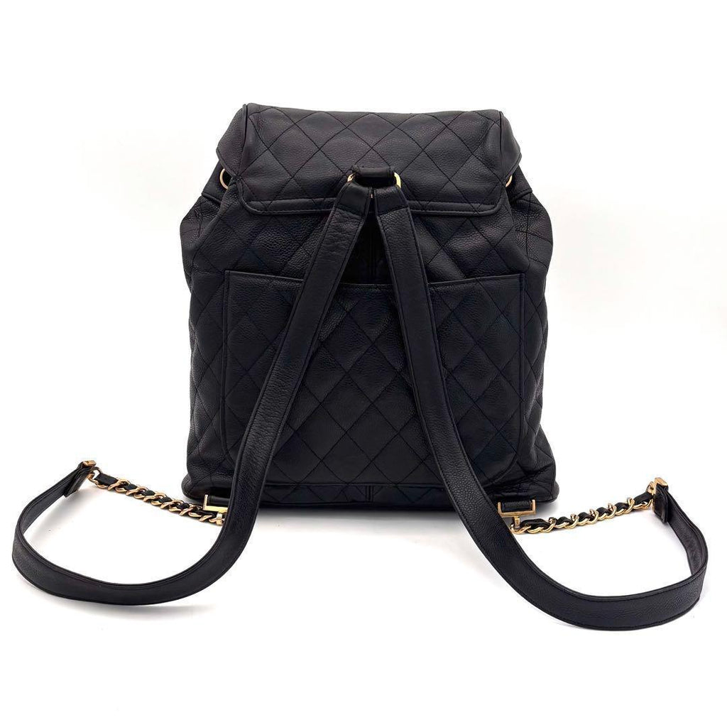 Chanel Quilted Caviar Leather Chain Backpack Black — view 2