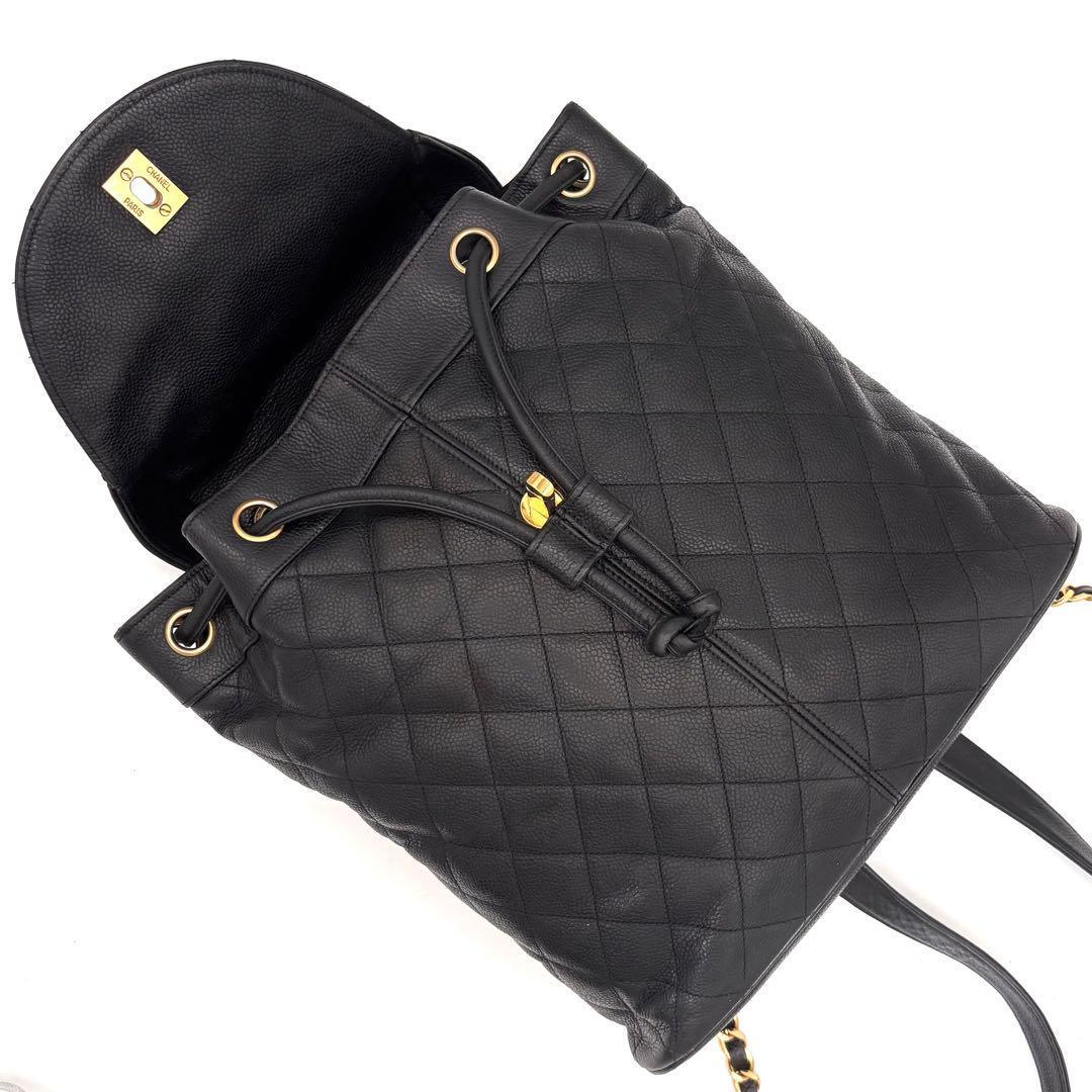 Chanel Quilted Caviar Leather Chain Backpack Black — view 4