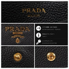 Prada Card Case Metal Logo Black Business Holder — view 7